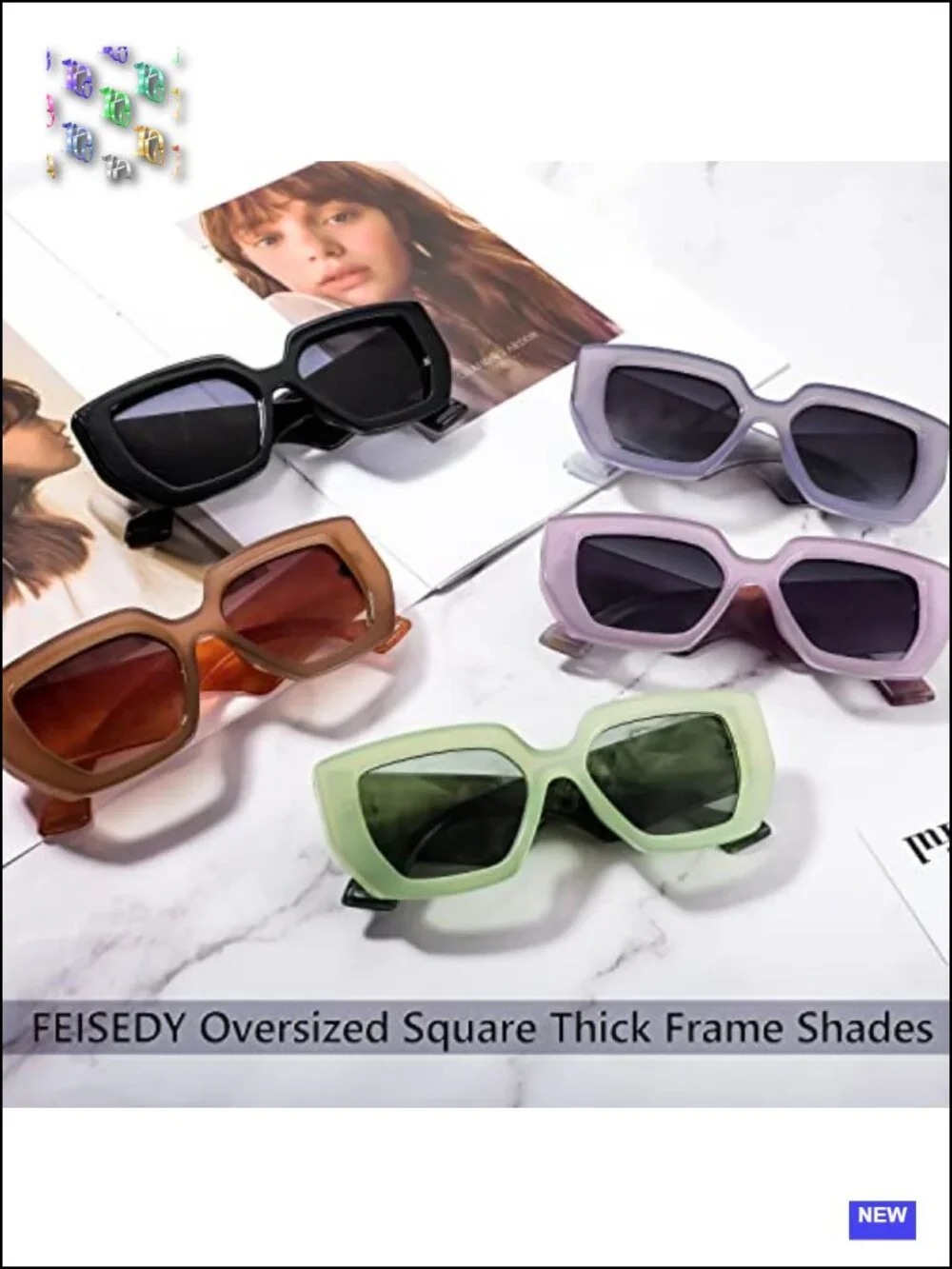 Oversized Thick Frame Square Sunglasses UV400 Protection